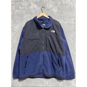 The North Face Jacket Men's XXL Black Navy Blue Denali Fleece Zip Pockets Winter